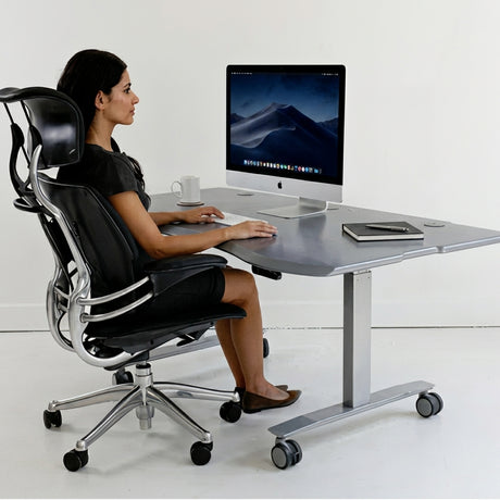 Level 2 Plus: Single Surface 2 Leg Sit-Stand Workstation