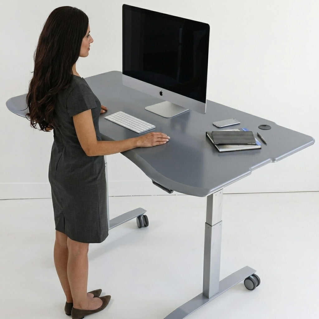 Level 2 Plus: Single Surface 2 Leg Sit-Stand Workstation